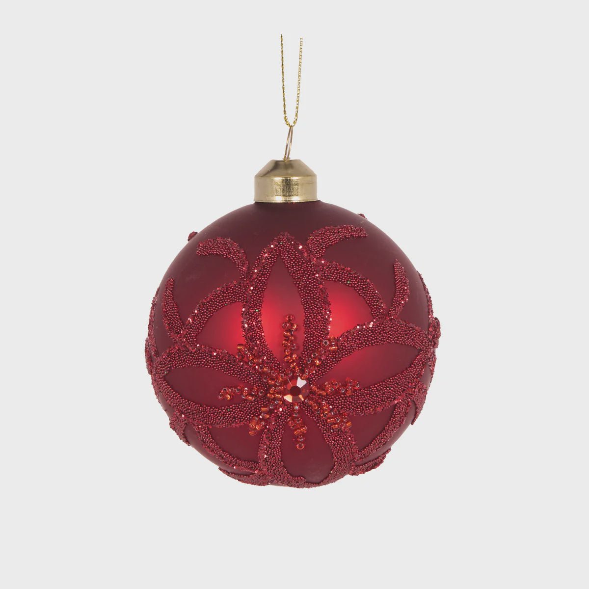 Red Embellished Beaded Bauble - Holly & Ivy