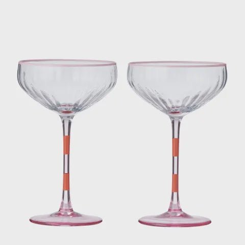 Ribbed Glasses Coupe Pink/Orange - Coast to Coast