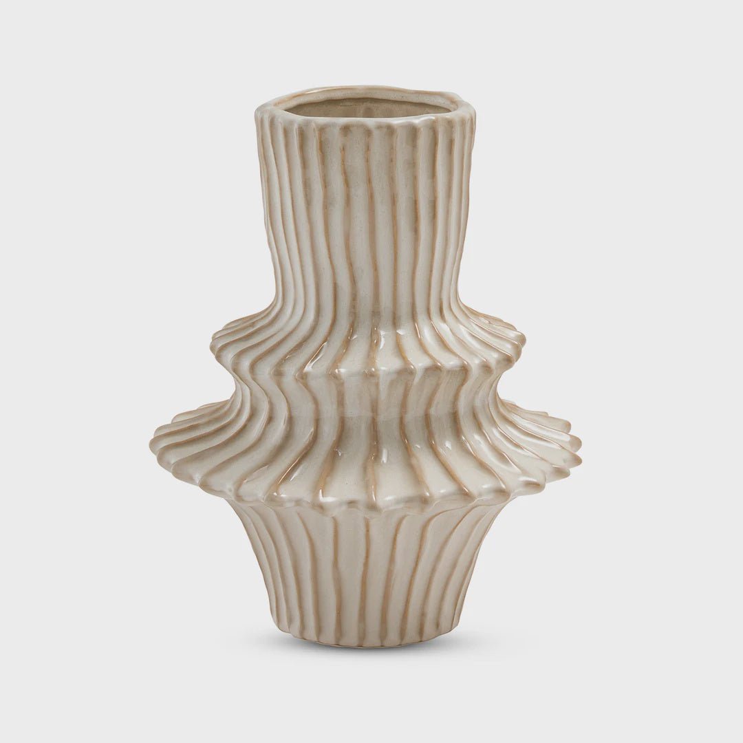 Ridge Natural Glazed Vase-Madras Link