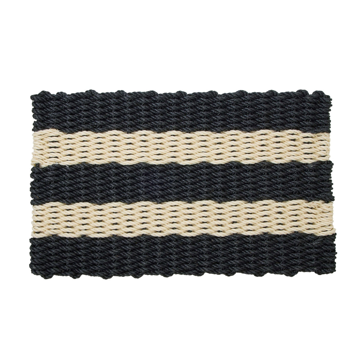 Rope Door Mat Black Stripe-IsAlbi