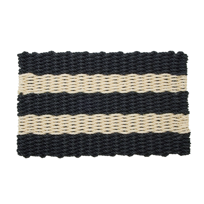 Rope Door Mat Black Stripe-IsAlbi