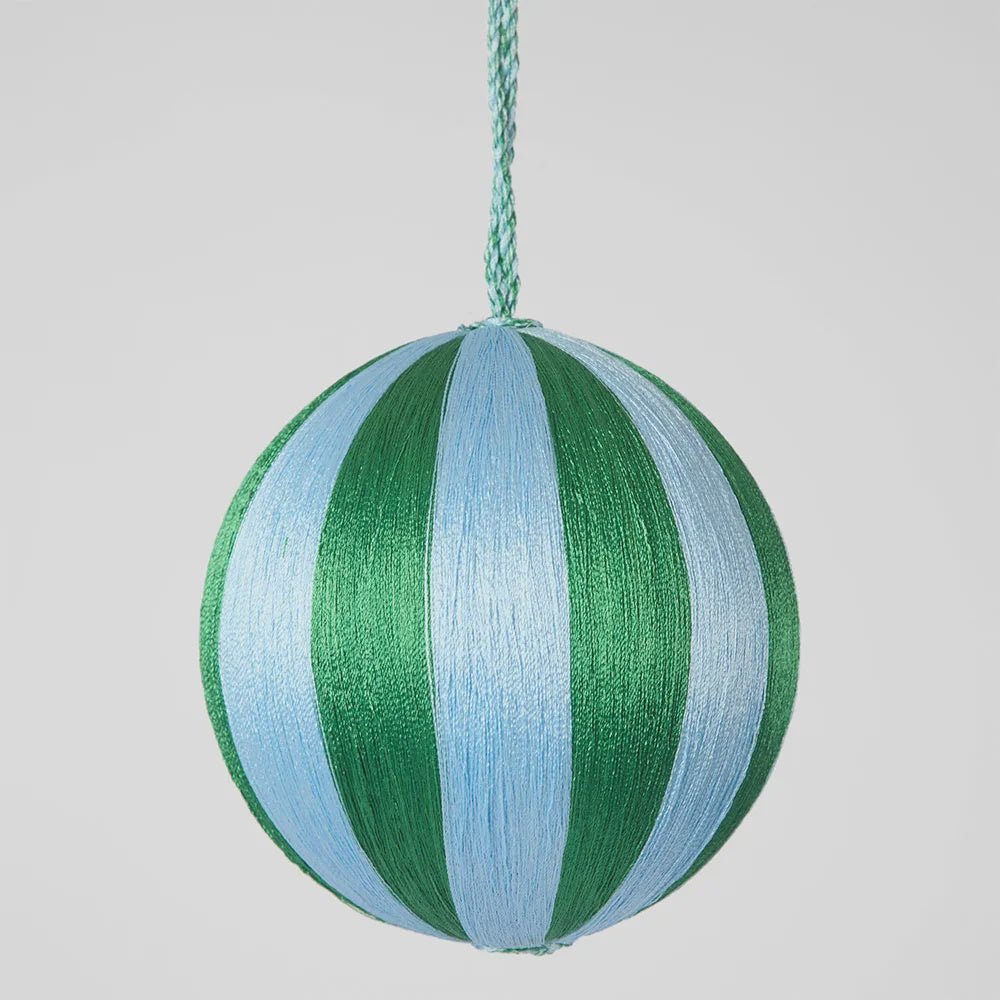Silk Stripe Bauble Medium Blue & Green - Florabelle