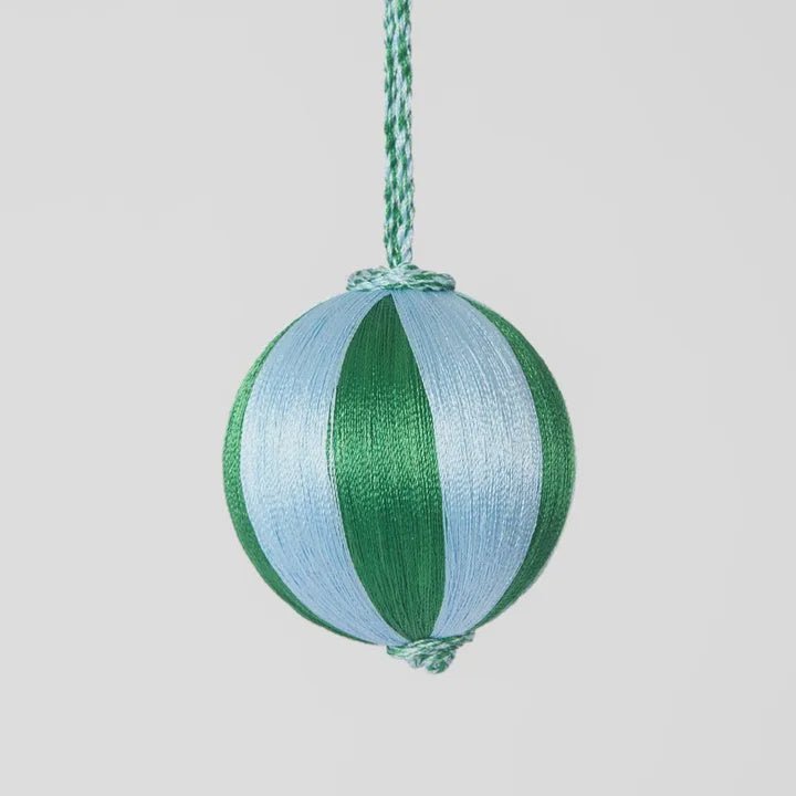 Silk Stripe Bauble Small Blue & Green - Florabelle