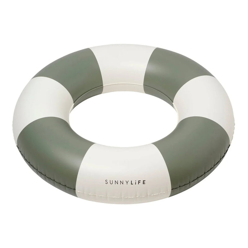Slim Tube Pool Ring Olive Stripe-Sunnylife