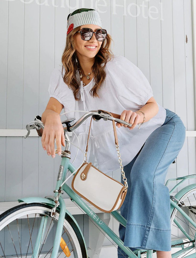 Stacey Bag White Tan - Zjoosh