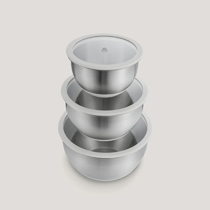 Stainless Steel Mixing Bowls 3pk Mushroom - Seed & Sprout