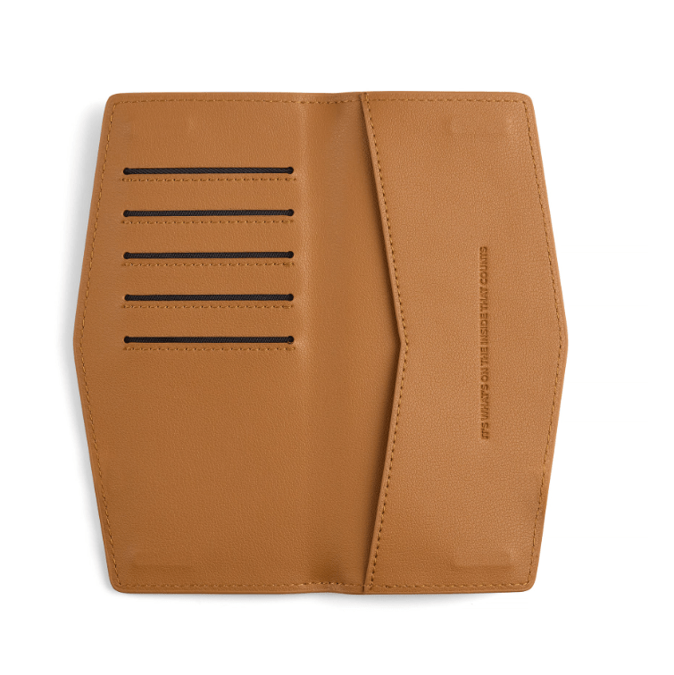 Brown leather wallet tan colour for women