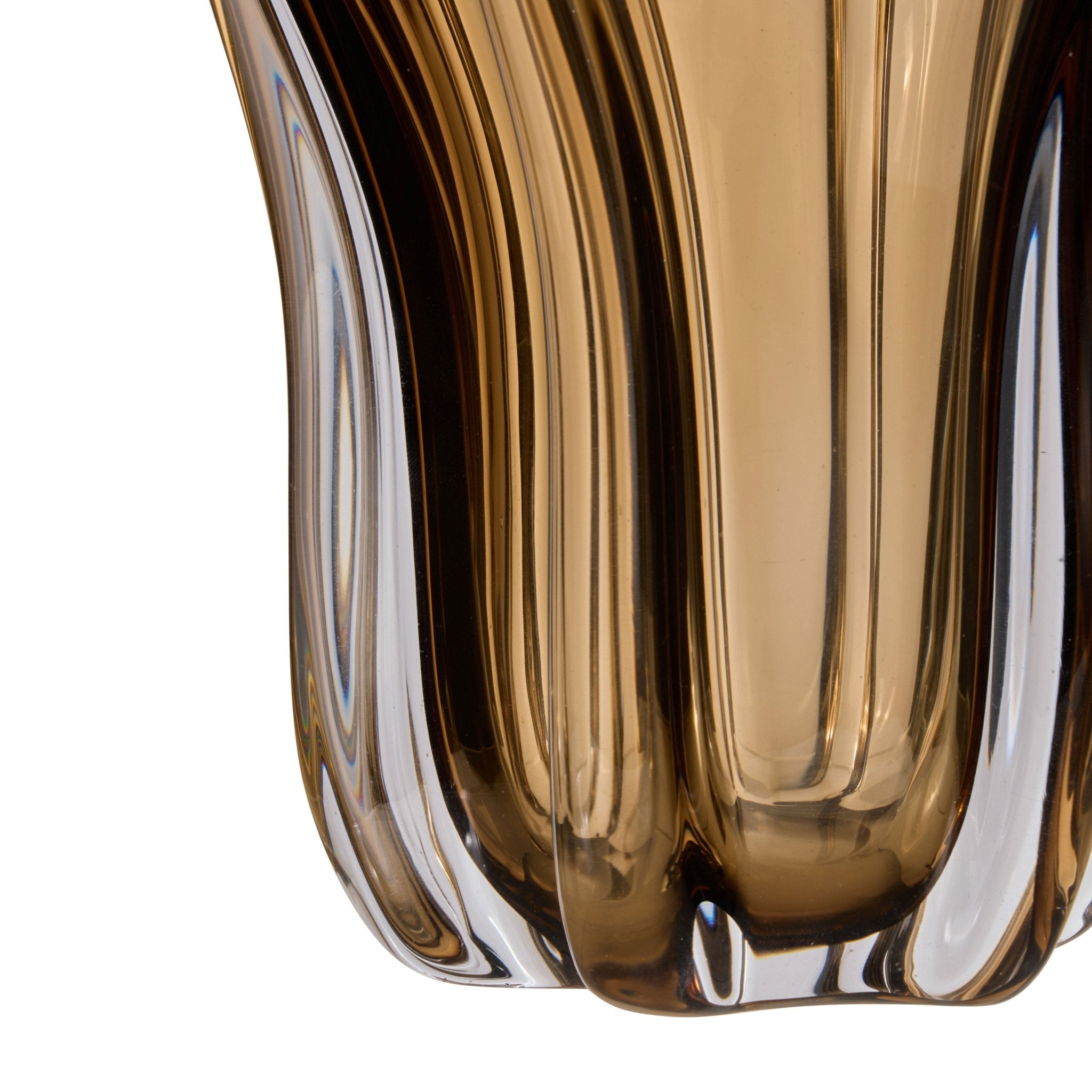 Wavy Glass Vase Amber - IsAlbi