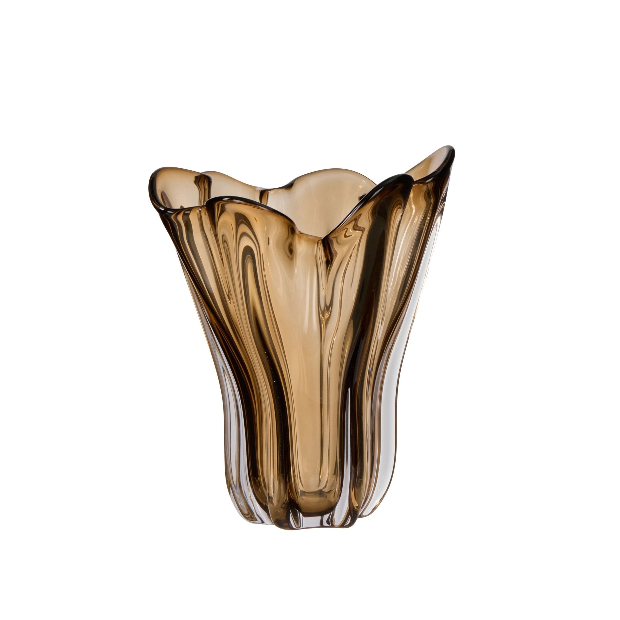 Wavy Glass Vase Amber - IsAlbi
