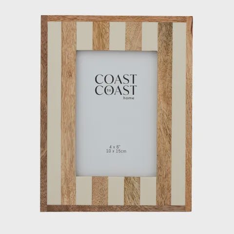 Wooden Resin Stripe Frame Ivory - Coast to Coast