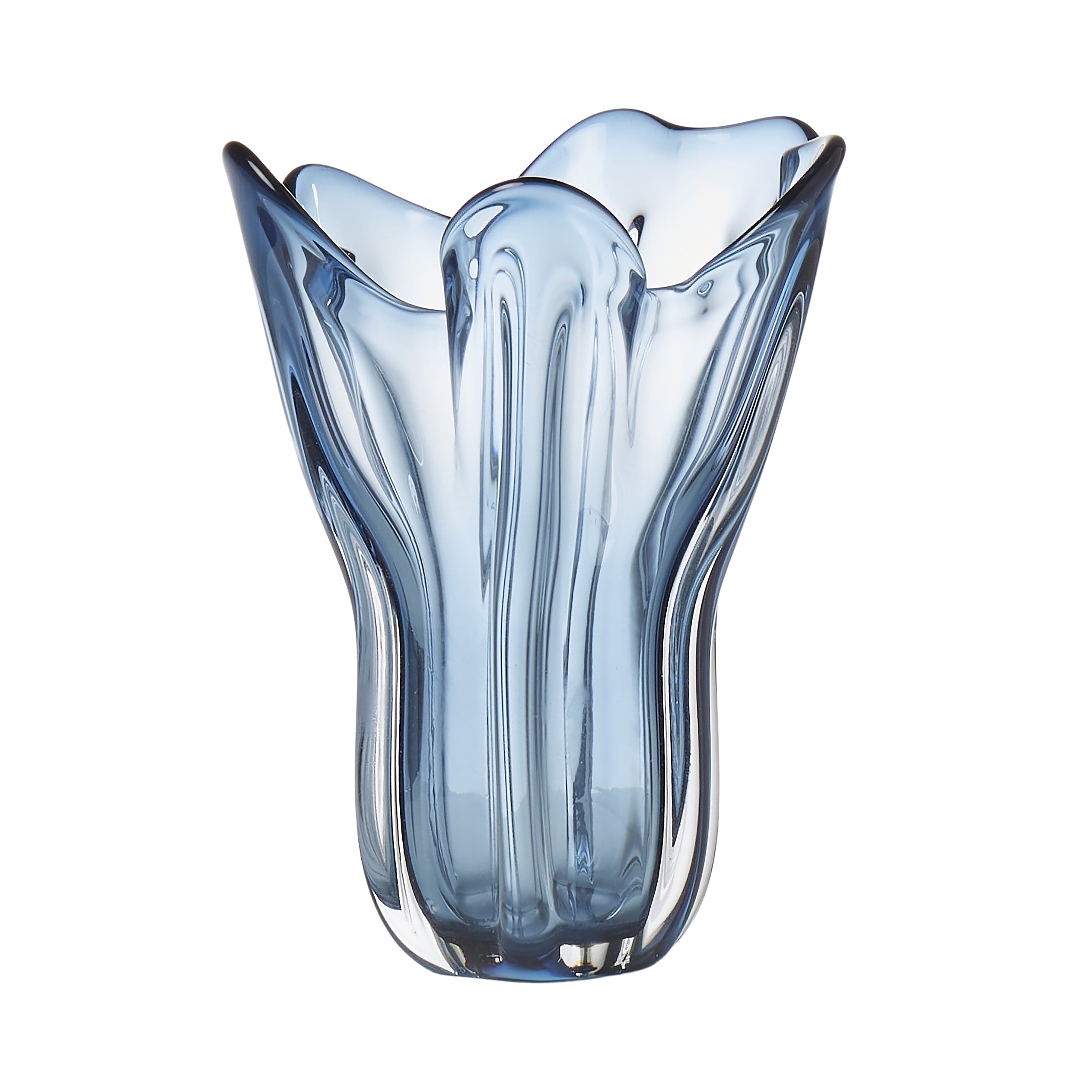 Wavy Glass Vase Blue